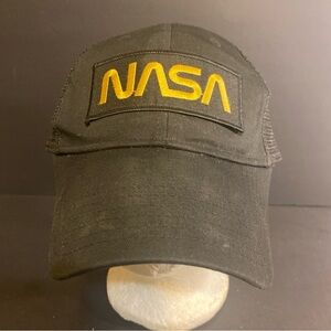 NASA‎ Worm Patch Logo Otto Black Mesh Trucker Snap Back Hat OSFM